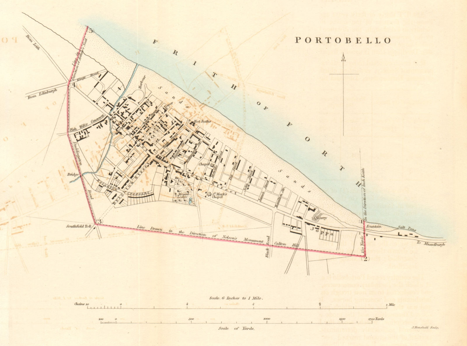 PORTOBELLO borough/town plan for the REFORM ACT. Edinburgh. Scotland 1832 map
